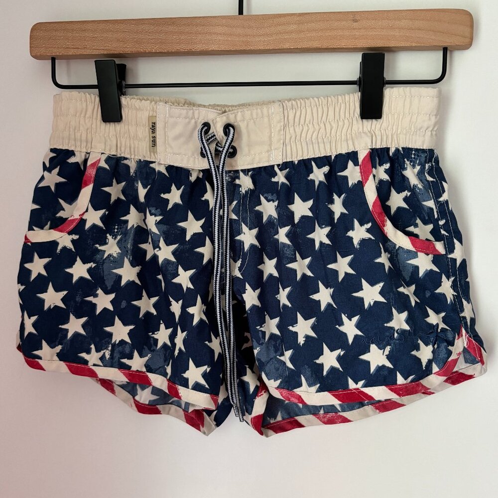 Raya Sun Girl's Patriotic 4th of July Stars Stripes Beach Vacation Shorts Sz. XS